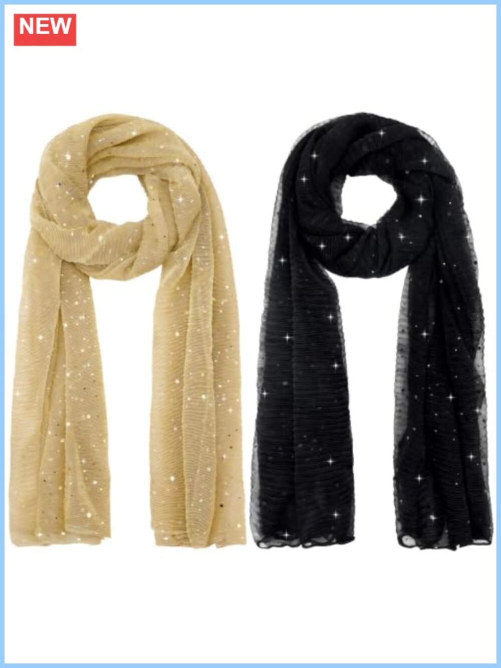 Sequin Mesh Scarf Sparkle Shawl Wrap Y2K Rave Head Scarf - 2Pcs
